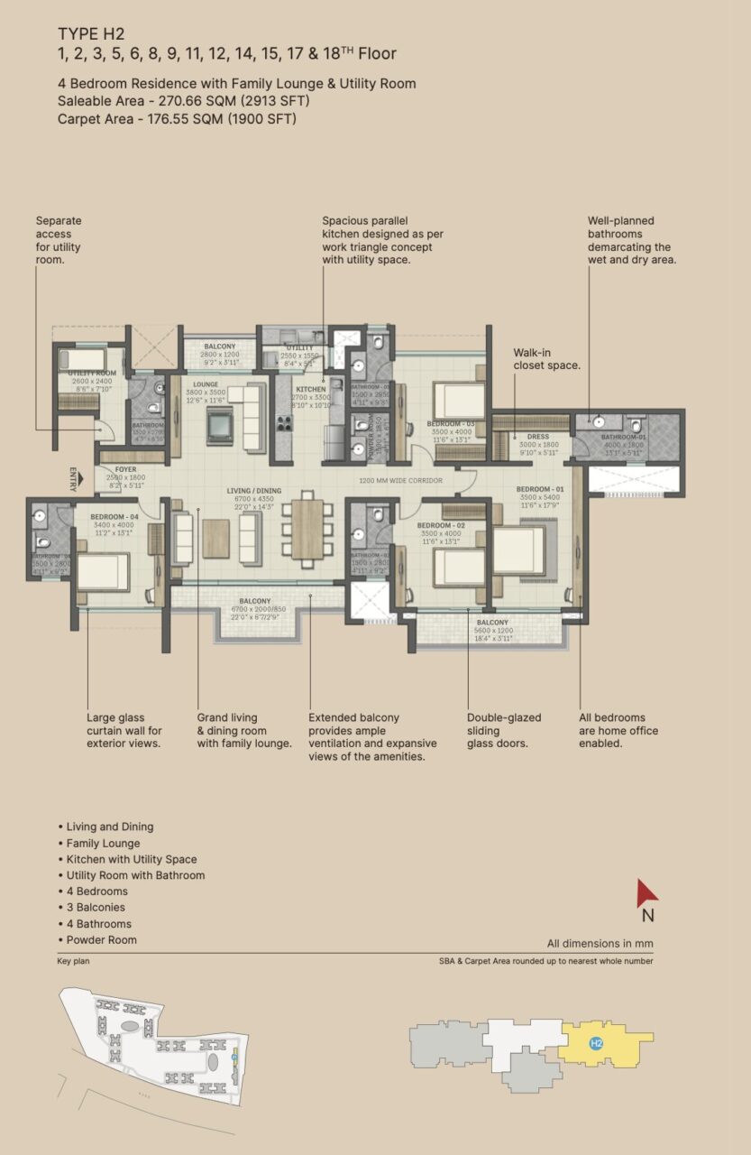 Sobha City 4BHK Floor Plan